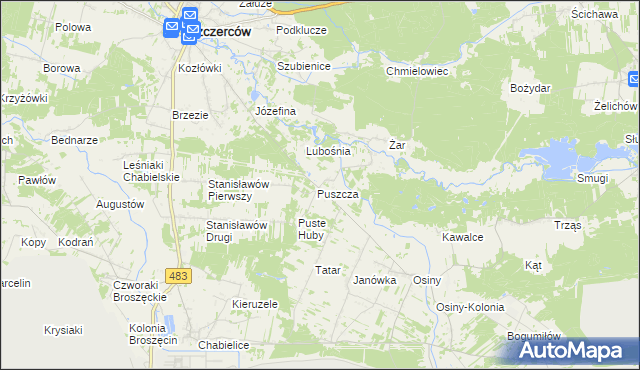 mapa Puszcza Osińska, Puszcza Osińska na mapie Targeo