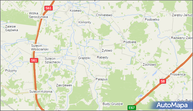 mapa Rabędy gmina Stary Lubotyń, Rabędy gmina Stary Lubotyń na mapie Targeo