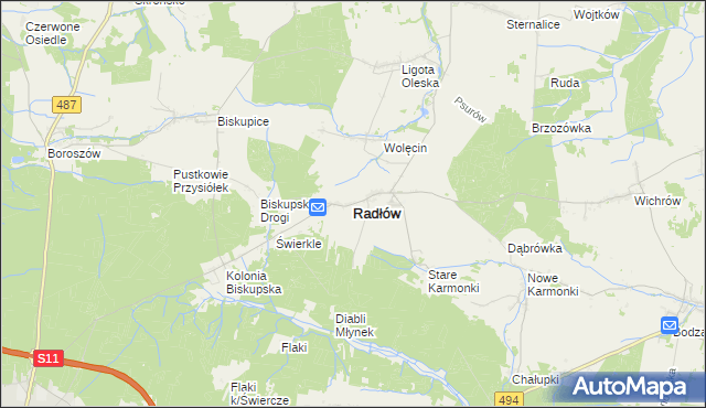 mapa Radłów powiat oleski, Radłów powiat oleski na mapie Targeo