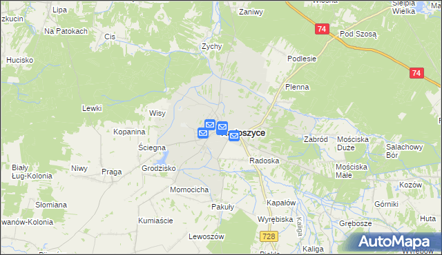 mapa Radoszyce powiat konecki, Radoszyce powiat konecki na mapie Targeo