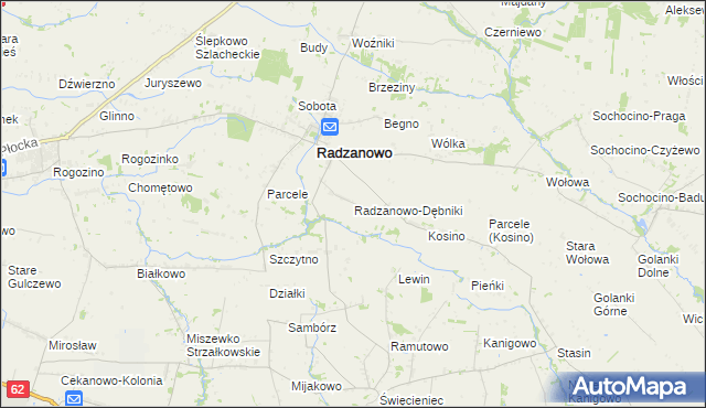 mapa Radzanowo-Dębniki, Radzanowo-Dębniki na mapie Targeo