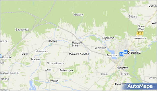 mapa Radzice Duże, Radzice Duże na mapie Targeo