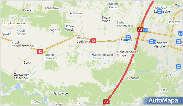 mapa Radziechowice Pierwsze, Radziechowice Pierwsze na mapie Targeo