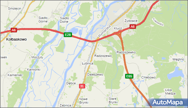 mapa Radziszewo gmina Gryfino, Radziszewo gmina Gryfino na mapie Targeo