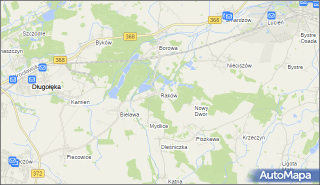 mapa Raków gmina Długołęka, Raków gmina Długołęka na mapie Targeo