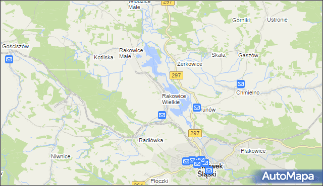 mapa Rakowice Wielkie, Rakowice Wielkie na mapie Targeo