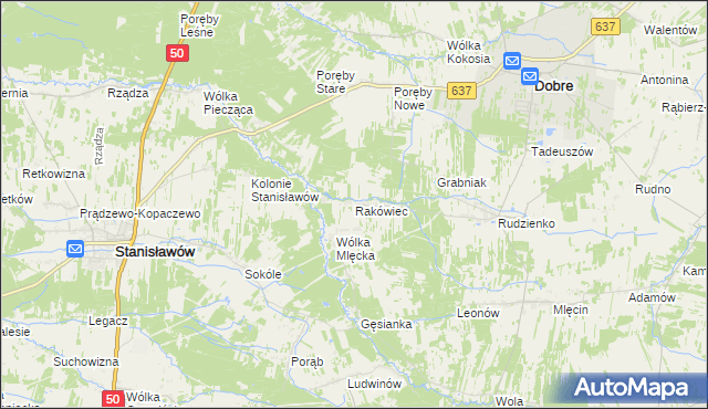 mapa Rakówiec, Rakówiec na mapie Targeo