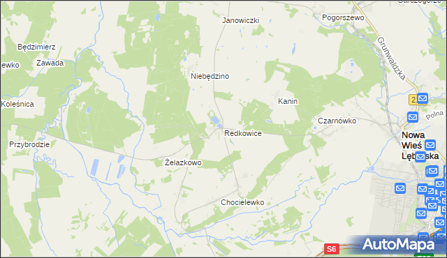 mapa Redkowice, Redkowice na mapie Targeo