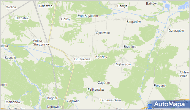 mapa Rędziny gmina Szczekociny, Rędziny gmina Szczekociny na mapie Targeo