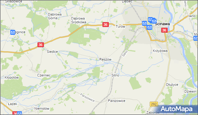 mapa Ręszów, Ręszów na mapie Targeo