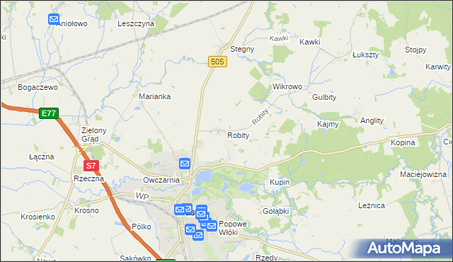 mapa Robity gmina Pasłęk, Robity gmina Pasłęk na mapie Targeo