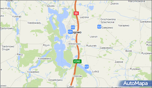 mapa Rogówko gmina Rogowo, Rogówko gmina Rogowo na mapie Targeo