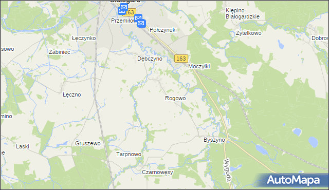 mapa Rogowo gmina Białogard, Rogowo gmina Białogard na mapie Targeo