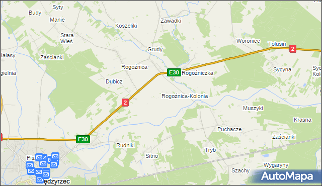 mapa Rogoźnica-Kolonia, Rogoźnica-Kolonia na mapie Targeo