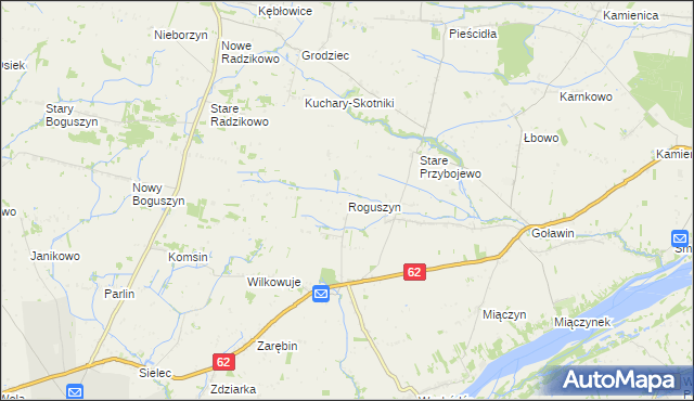 mapa Roguszyn gmina Czerwińsk nad Wisłą, Roguszyn gmina Czerwińsk nad Wisłą na mapie Targeo