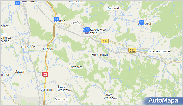 mapa Romanowo gmina Kłodzko, Romanowo gmina Kłodzko na mapie Targeo