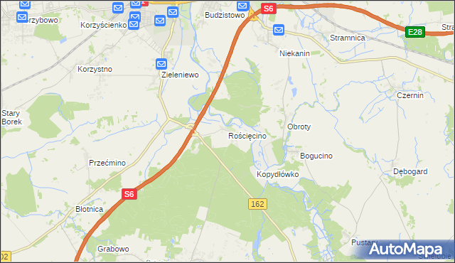 mapa Rościęcino, Rościęcino na mapie Targeo