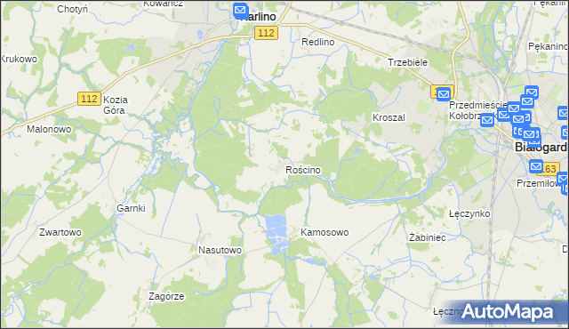 mapa Rościno, Rościno na mapie Targeo