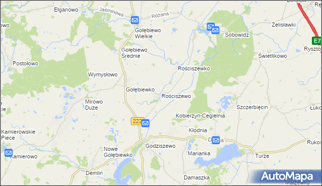 mapa Rościszewo gmina Trąbki Wielkie, Rościszewo gmina Trąbki Wielkie na mapie Targeo