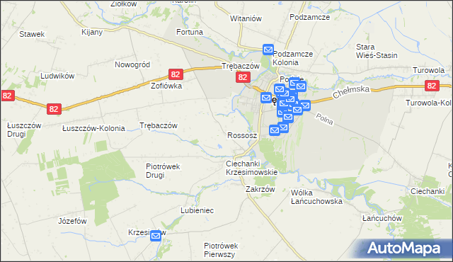 mapa Rossosz gmina Łęczna, Rossosz gmina Łęczna na mapie Targeo