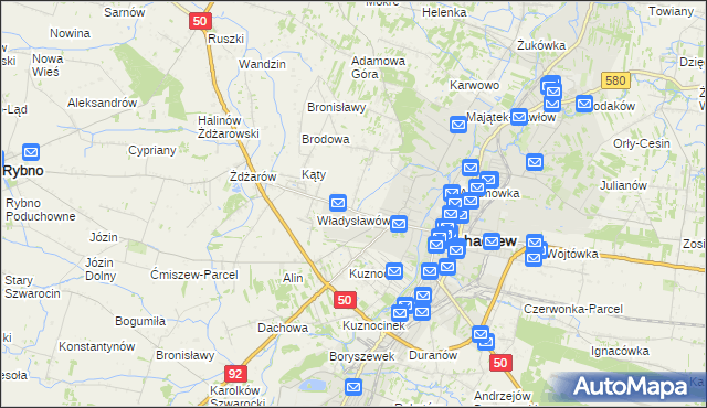 mapa Rozlazłów, Rozlazłów na mapie Targeo