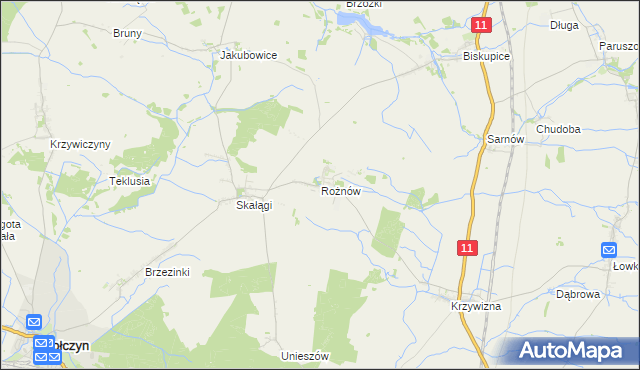 mapa Rożnów gmina Wołczyn, Rożnów gmina Wołczyn na mapie Targeo