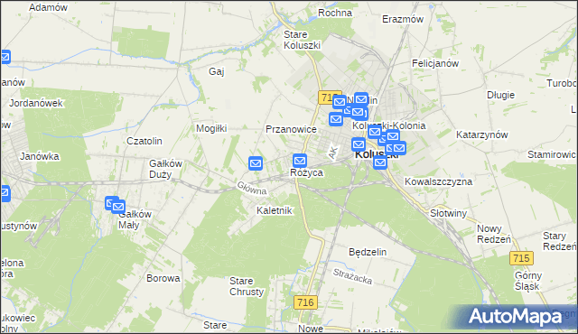 mapa Różyca, Różyca na mapie Targeo