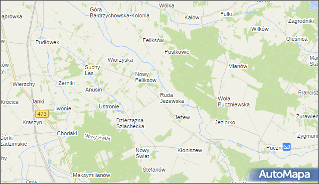 mapa Ruda Jeżewska, Ruda Jeżewska na mapie Targeo