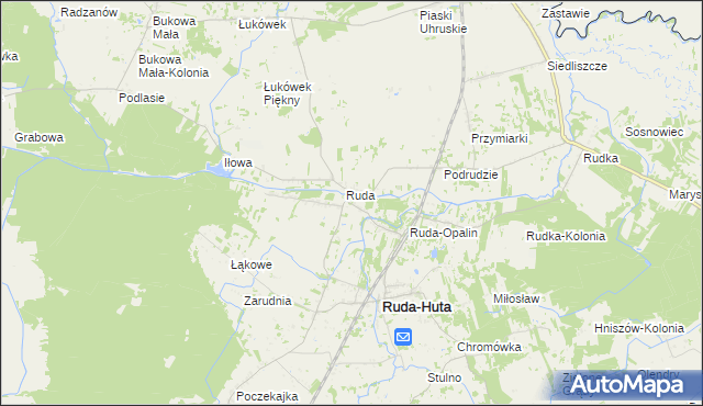 mapa Ruda-Kolonia gmina Ruda-Huta, Ruda-Kolonia gmina Ruda-Huta na mapie Targeo