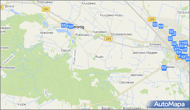 mapa Rudki gmina Ostroróg, Rudki gmina Ostroróg na mapie Targeo