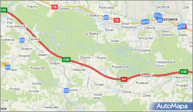 mapa Rudno gmina Krzeszowice, Rudno gmina Krzeszowice na mapie Targeo