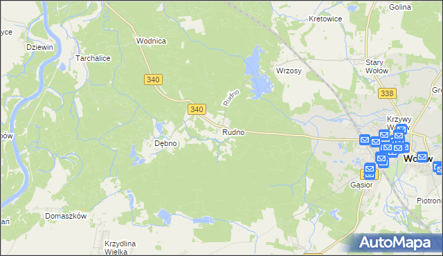 mapa Rudno gmina Wołów, Rudno gmina Wołów na mapie Targeo