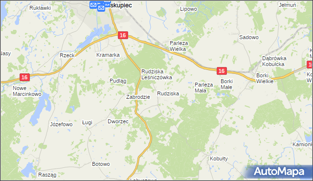 mapa Rudziska gmina Biskupiec, Rudziska gmina Biskupiec na mapie Targeo