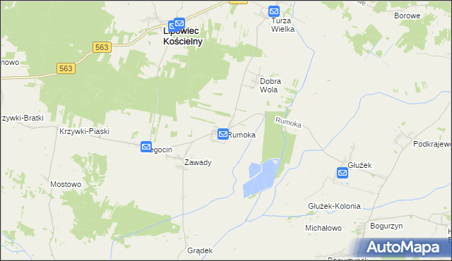 mapa Rumoka gmina Lipowiec Kościelny, Rumoka gmina Lipowiec Kościelny na mapie Targeo