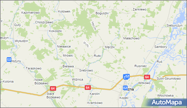 mapa Rutki gmina Wizna, Rutki gmina Wizna na mapie Targeo
