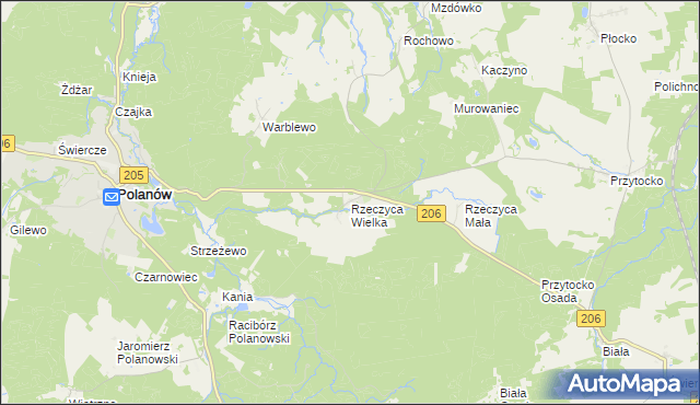 mapa Rzeczyca Wielka, Rzeczyca Wielka na mapie Targeo