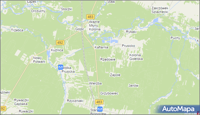 mapa Rzędowie, Rzędowie na mapie Targeo