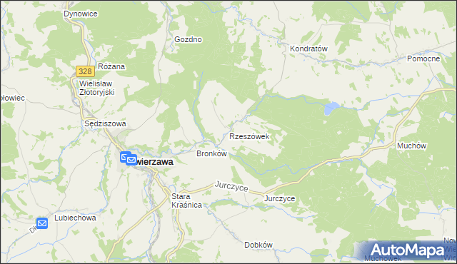 mapa Rzeszówek gmina Świerzawa, Rzeszówek gmina Świerzawa na mapie Targeo