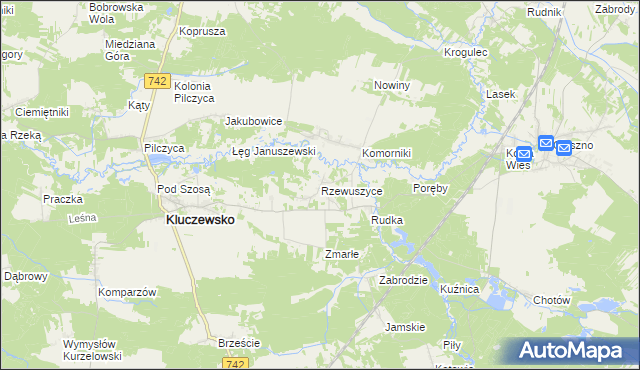 mapa Rzewuszyce, Rzewuszyce na mapie Targeo