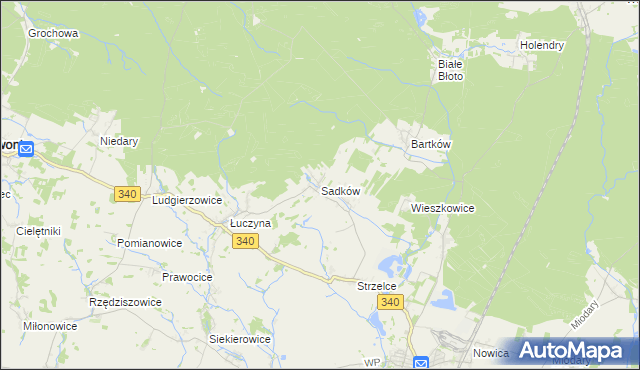 mapa Sadków gmina Dobroszyce, Sadków gmina Dobroszyce na mapie Targeo