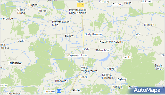 mapa Sady gmina Potworów, Sady gmina Potworów na mapie Targeo