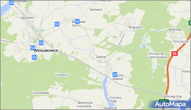 mapa Sądzia, Sądzia na mapie Targeo