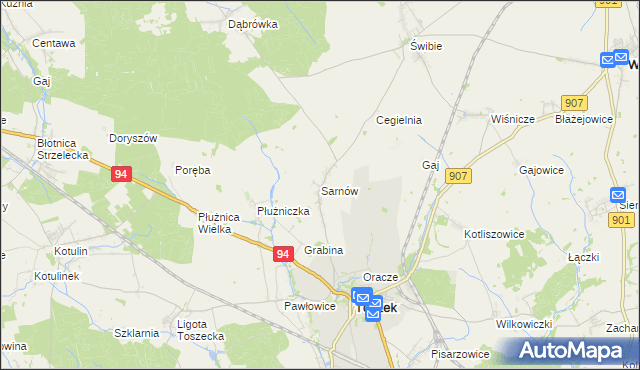 mapa Sarnów gmina Toszek, Sarnów gmina Toszek na mapie Targeo