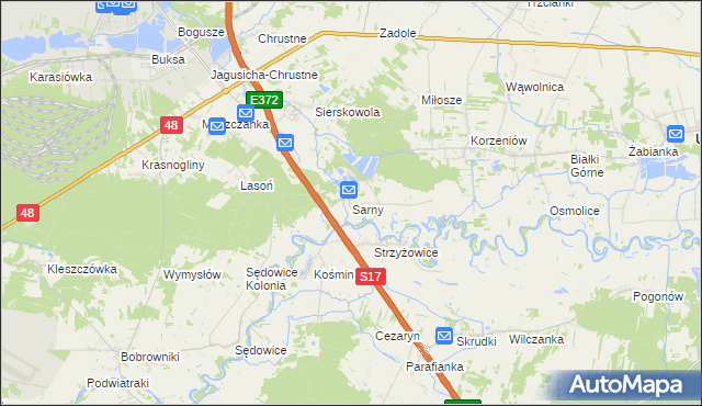 mapa Sarny gmina Ułęż, Sarny gmina Ułęż na mapie Targeo