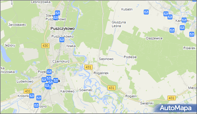 mapa Sasinowo, Sasinowo na mapie Targeo