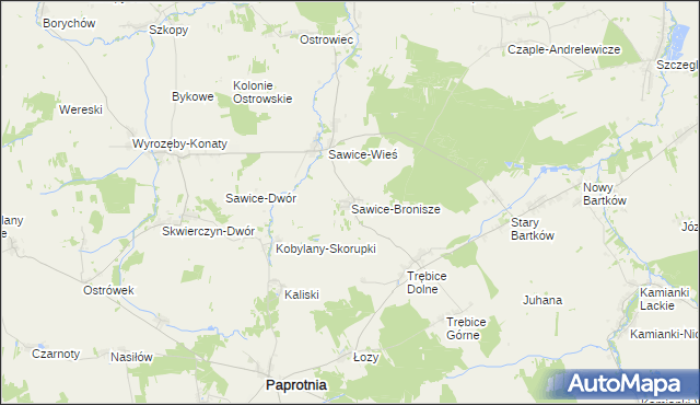 mapa Sawice-Bronisze, Sawice-Bronisze na mapie Targeo