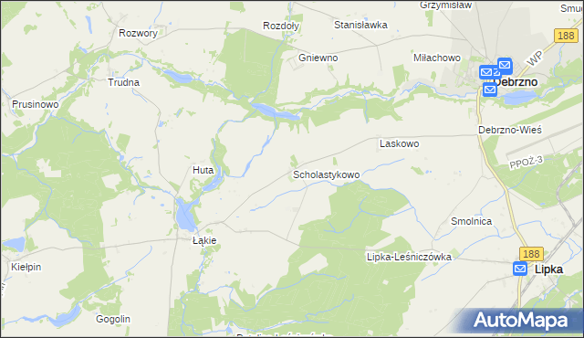 mapa Scholastykowo, Scholastykowo na mapie Targeo