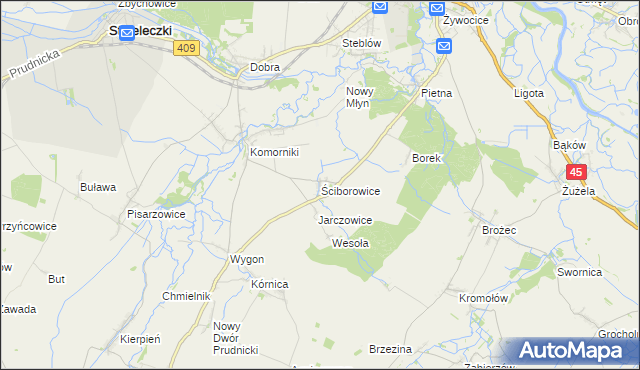 mapa Ściborowice, Ściborowice na mapie Targeo