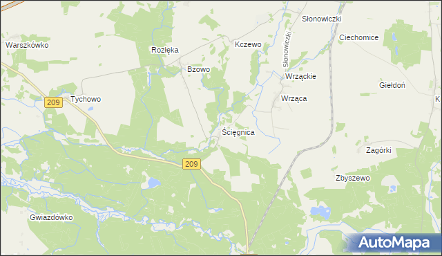 mapa Ścięgnica, Ścięgnica na mapie Targeo