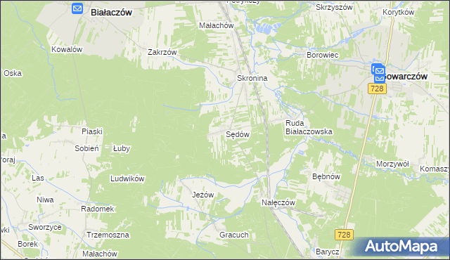 mapa Sędów gmina Białaczów, Sędów gmina Białaczów na mapie Targeo